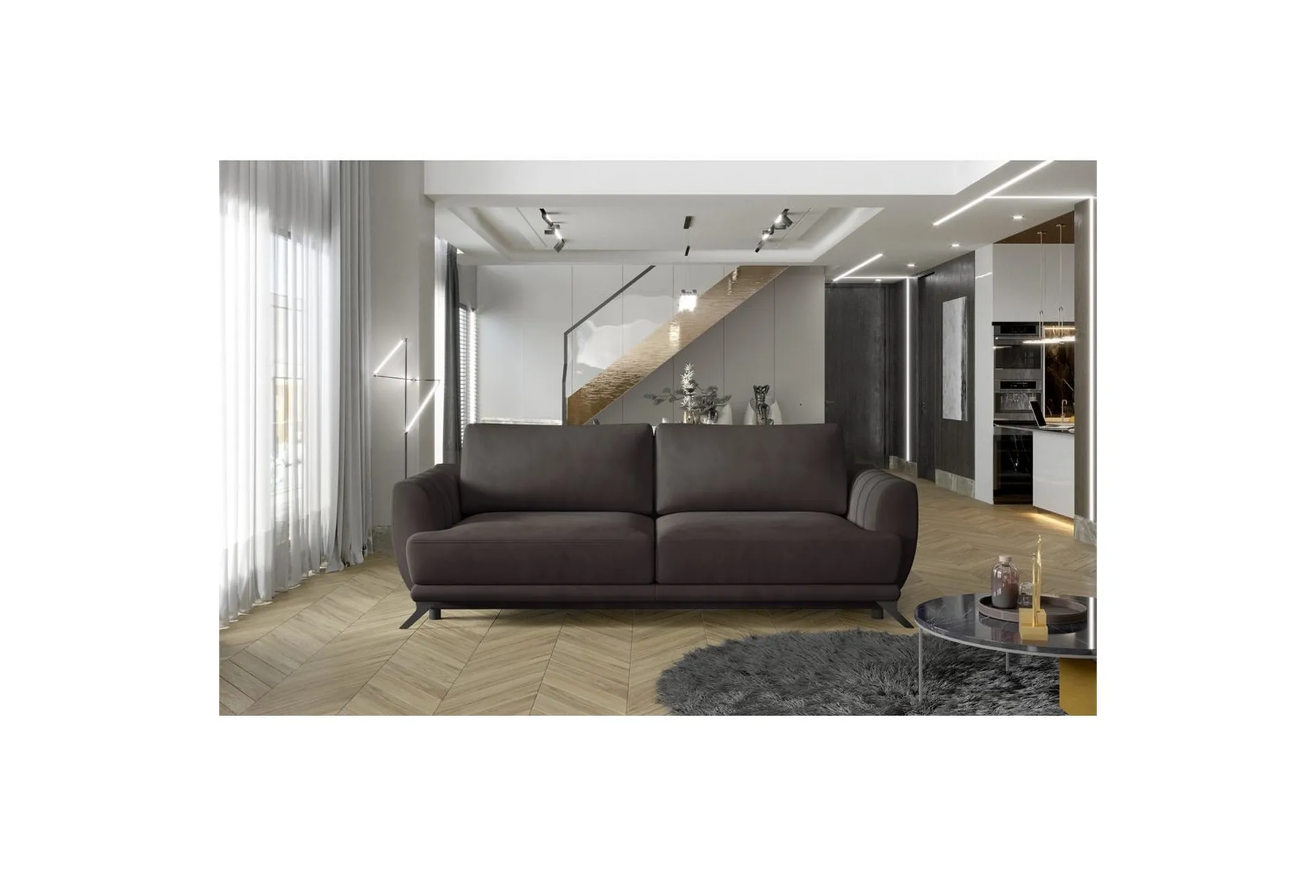 soffa eltap megis 242x95x90 cm - mat sammet 29, brun