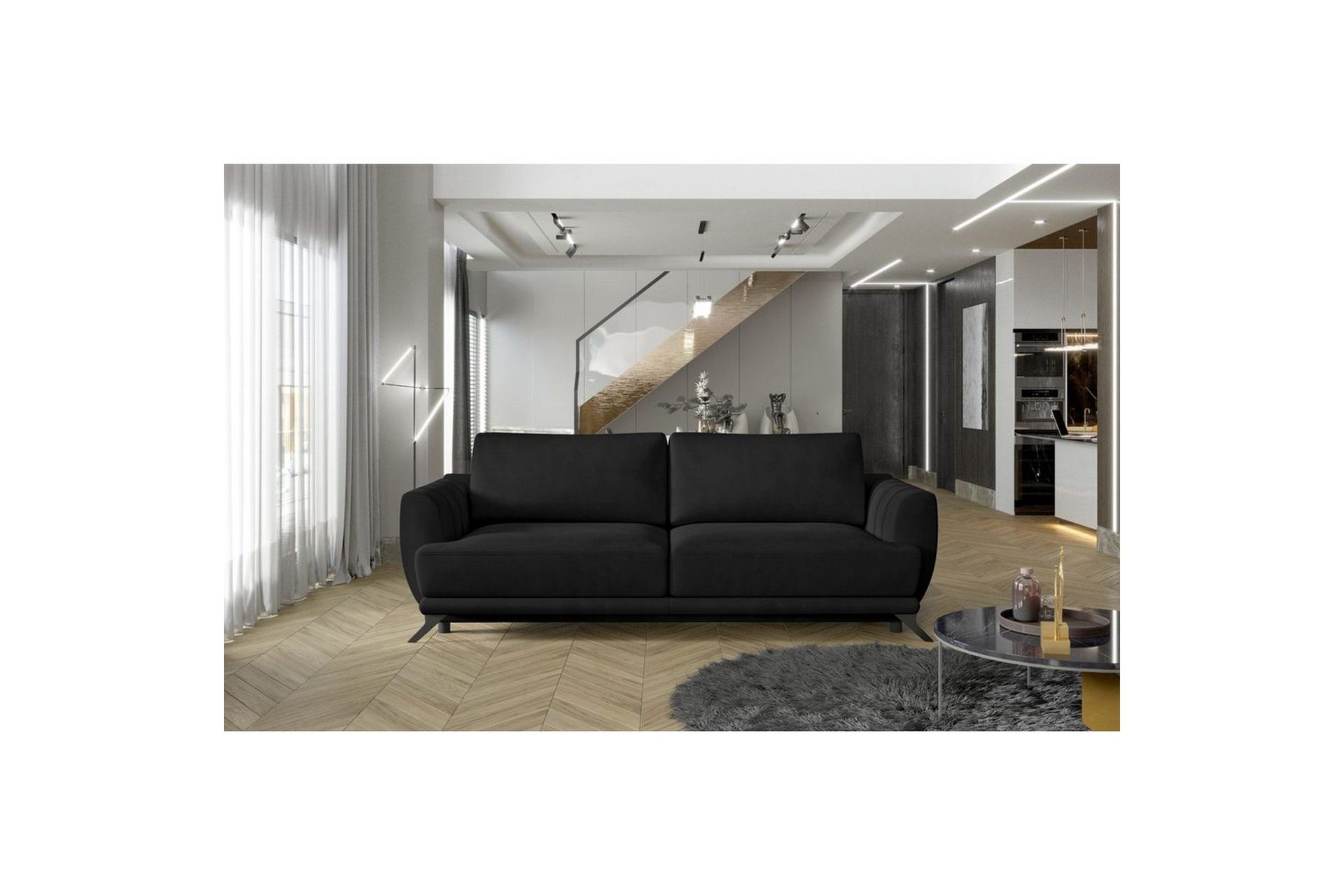 Soffa Eltap Megis 242x95x90 cm - Mat Sammet 99, Bl&aring;