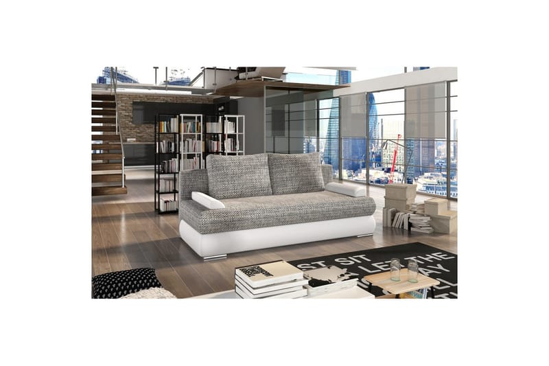Soffa Eltap Milo 213x95x90 cm - Berlin 01, Soft 17, Grå, Vit - Möbler - Vardagsrum - Bäddsoffor