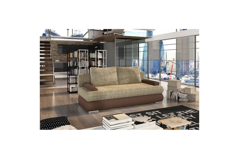 Soffa Eltap Milo 213x95x90 cm - Berlin 03, Soft 15, Beige, Brun - Möbler - Vardagsrum - Bäddsoffor