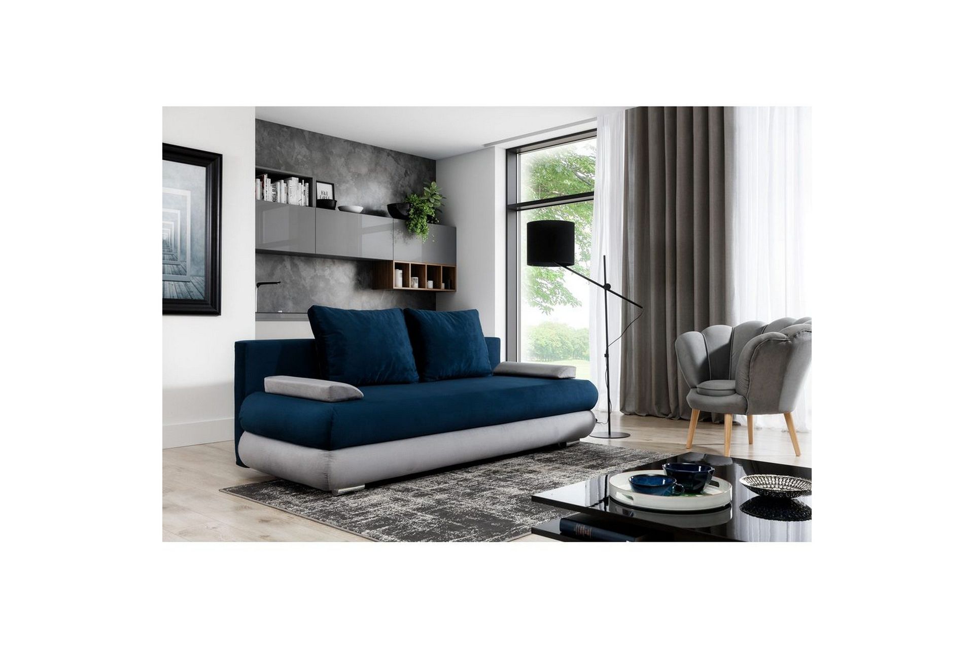 Soffa Eltap Milo 213x95x90 cm - Monolith 77, Monolith 84, Bl&aring;, Ljusgr&aring;