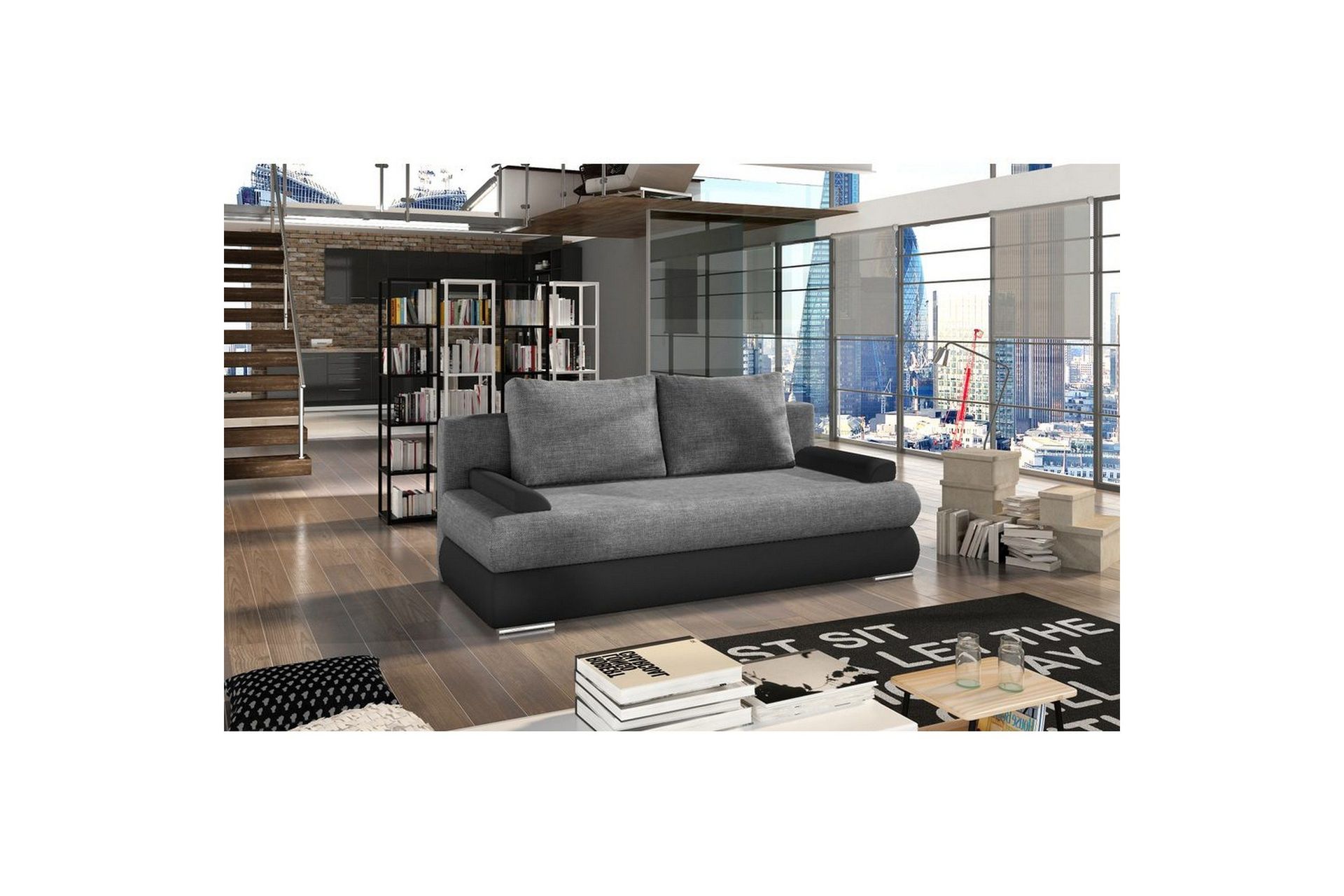 Soffa Eltap Milo 213x95x90 cm - Sawana 05, Soft 11, Gr&aring;, Svart