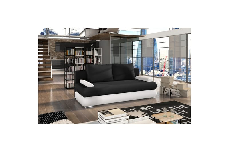 Soffa Eltap Milo 213x95x90 cm - Soft 11, Soft 17, Svart, Vit - Möbler - Vardagsrum - Bäddsoffor