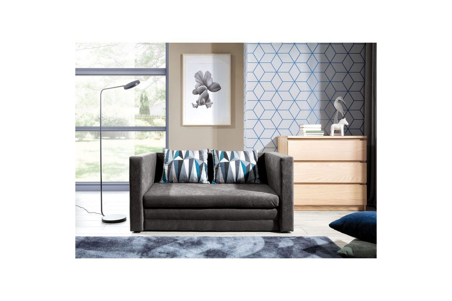 Soffa Eltap Neva 132x70x62 cm - Alova 36, Lima 75, Gr&aring;, M&ouml;nstrad