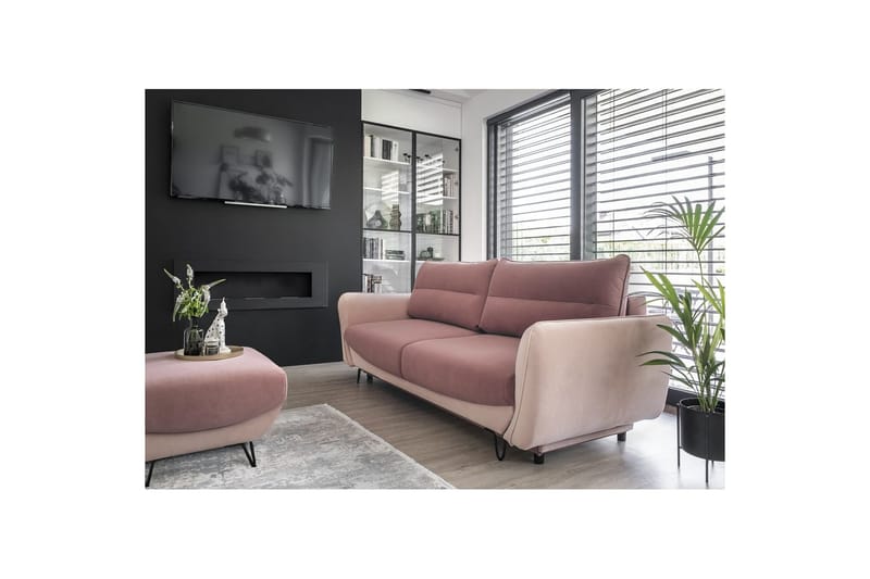 Soffa Eltap Silva 236x95x90 cm - Velvetmat 24, Matt Velvet 61, Rosa - Möbler - Vardagsrum - Bäddsoffor