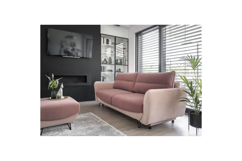 Soffa Eltap Silva 236x95x90 cm, Velvetmat 24, Matt Velvet 61, Rosa