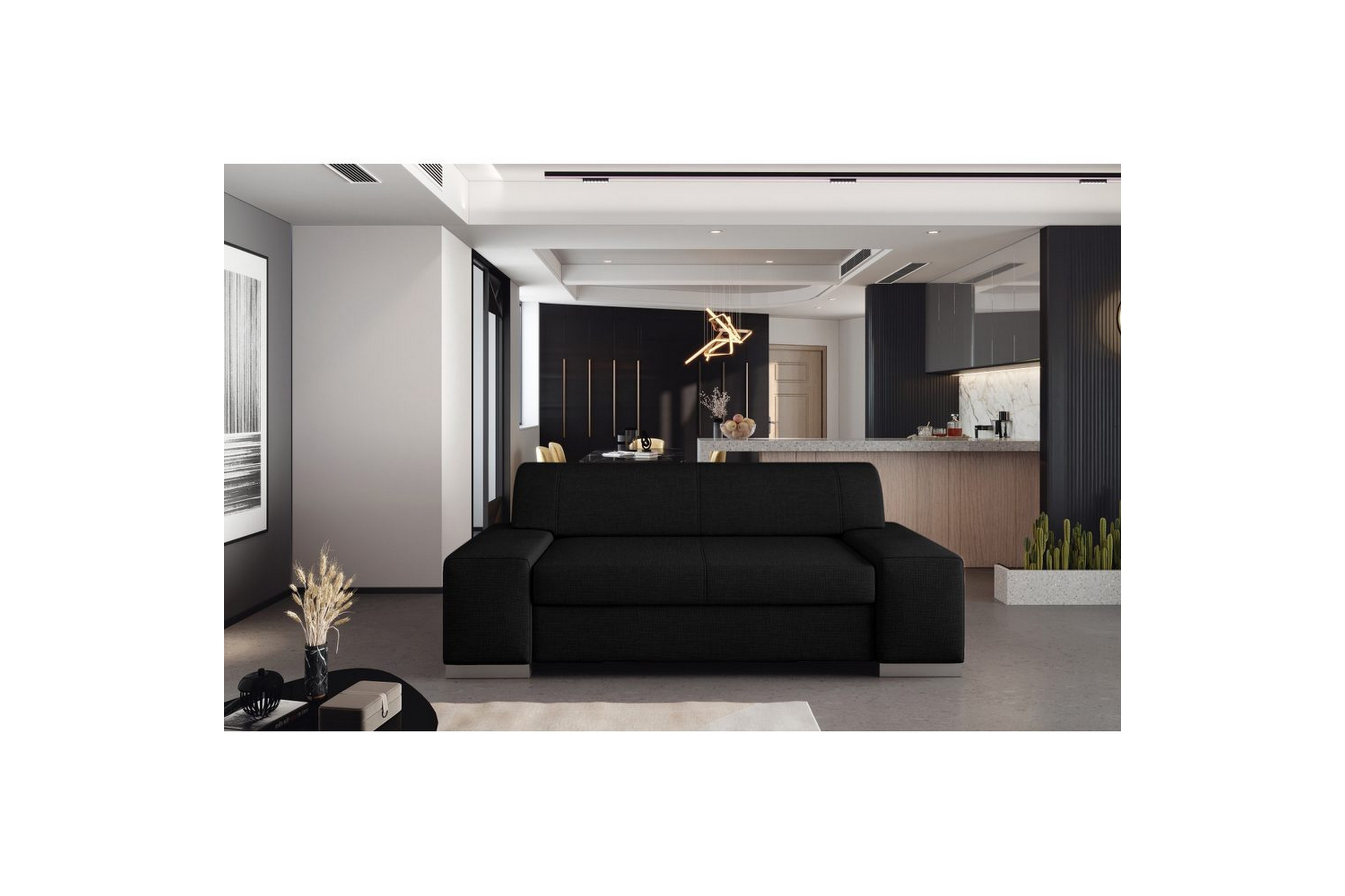 soffa eltap porto - sawana 14, svart, 2190x62x73 cm