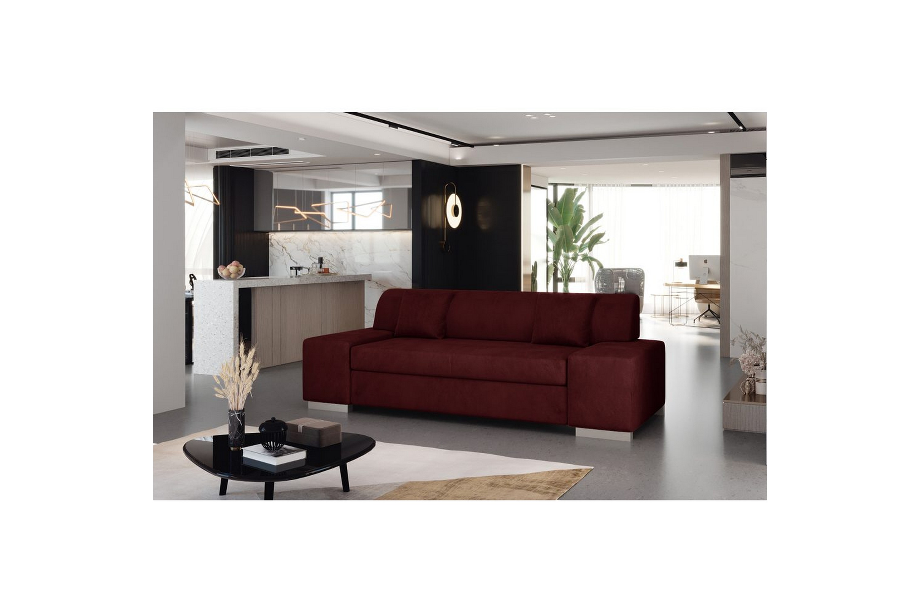 soffa eltap porto - mat velvet 68, röd, 3210x92x73 cm