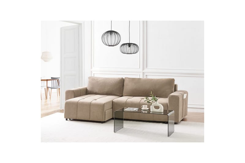 Soffa i höger hörn Högervänd Innvik - Brun, 213x156 cm - Möbler - Vardagsrum - Bäddsoffor