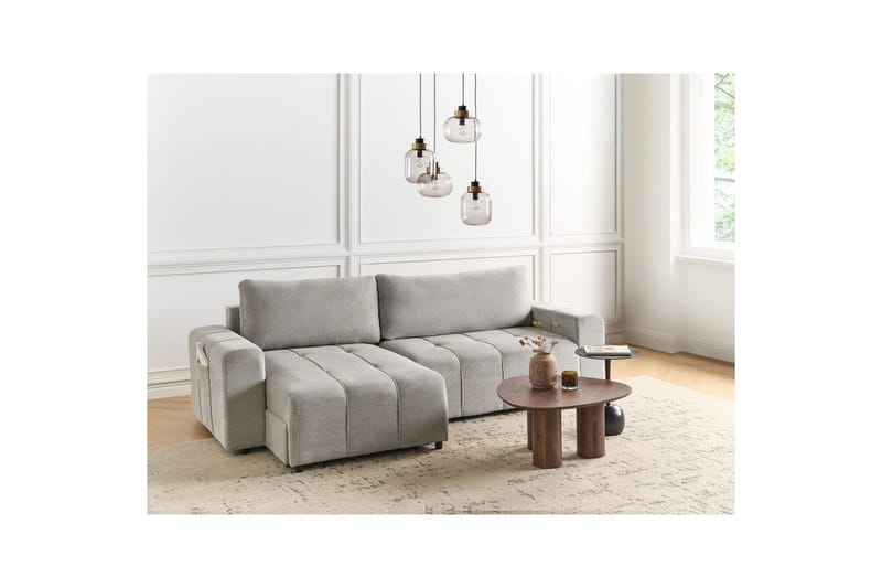 Soffa i höger hörn Högervänd Innvik - Grå, 213x156 cm - Möbler - Vardagsrum - Bäddsoffor