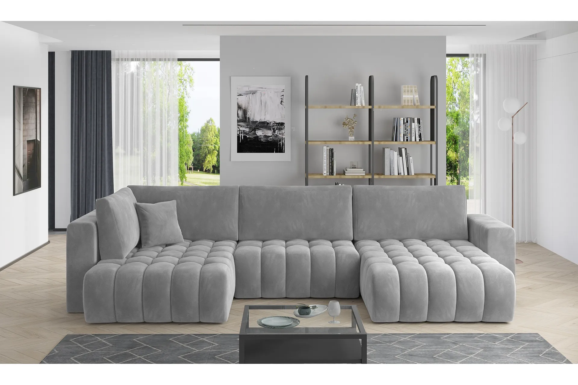 somerset u-bäddsoffa divan höger mörkgrå -