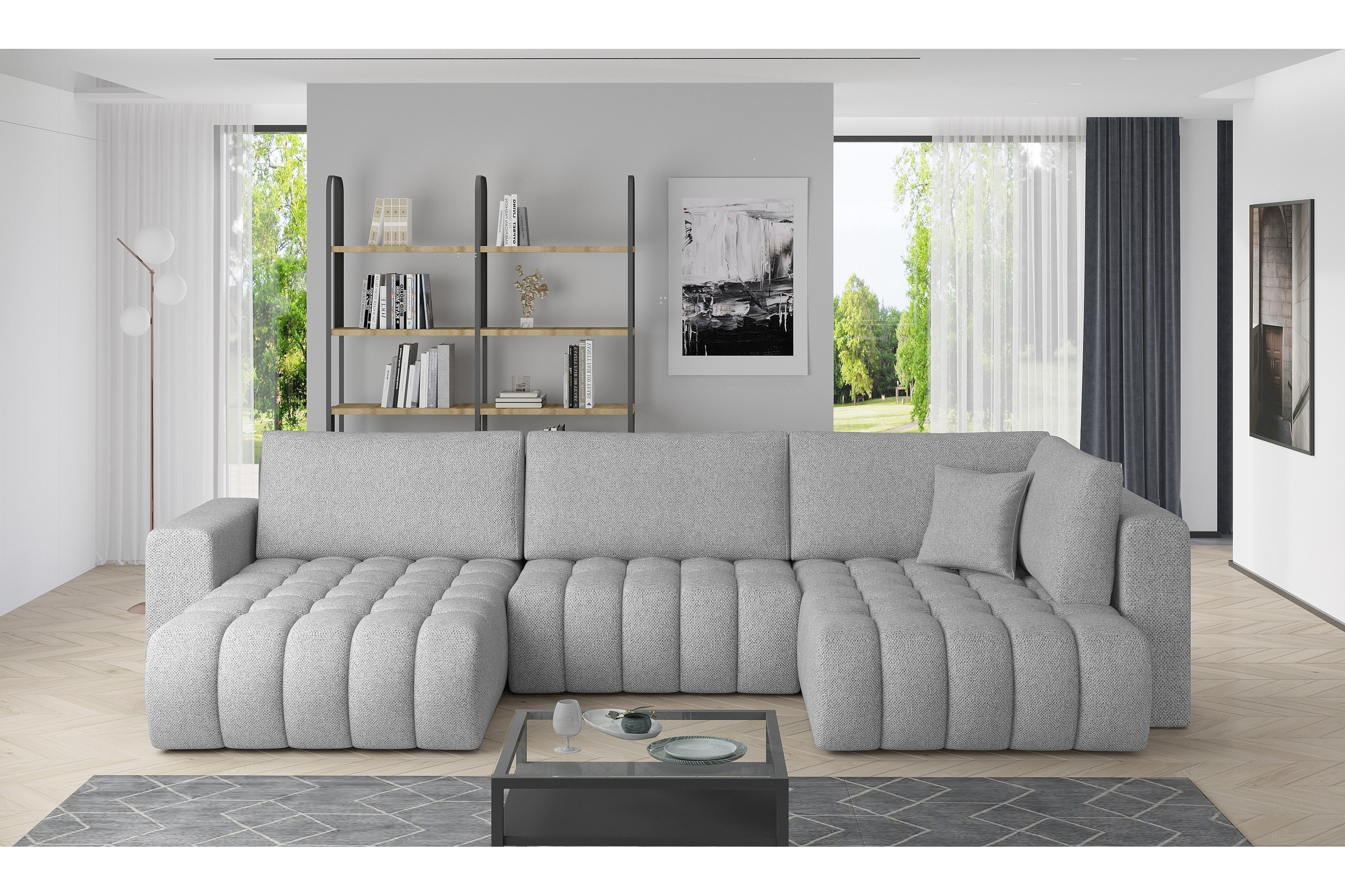 somerset u-bäddsoffa divan vänster grå -