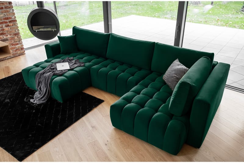 Somerset U-bäddsoffa Divan Vänster Mörkgrön - Möbler - Vardagsrum - Bäddsoffor - U bäddsoffa
