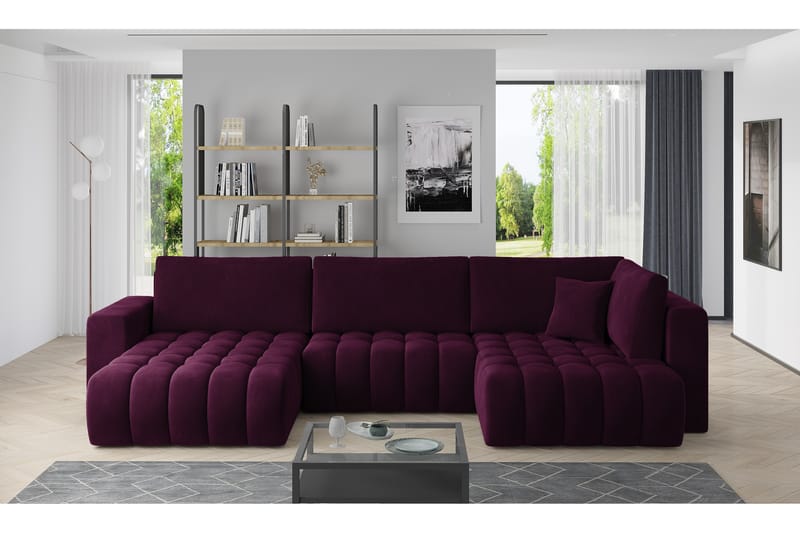 Somerset U-bäddsoffa Divan Vänster Rosa - Lila - Möbler - Vardagsrum - Bäddsoffor - U bäddsoffa