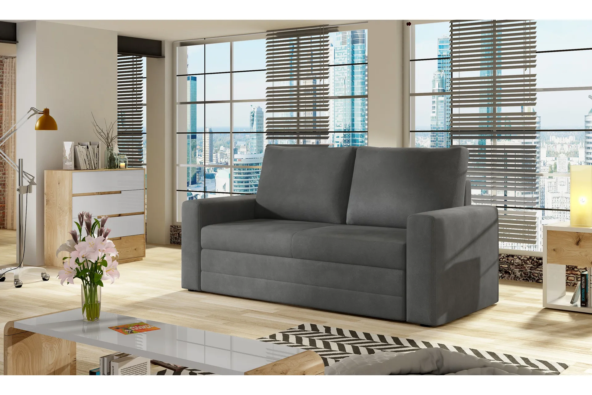 soncillo 2-sits bäddsoffa grå -