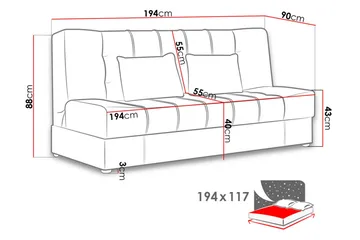 Sonia Bäddsoffa 194x90x88 cm LED-belysning - Brun - Möbler - Vardagsrum - Bäddsoffor