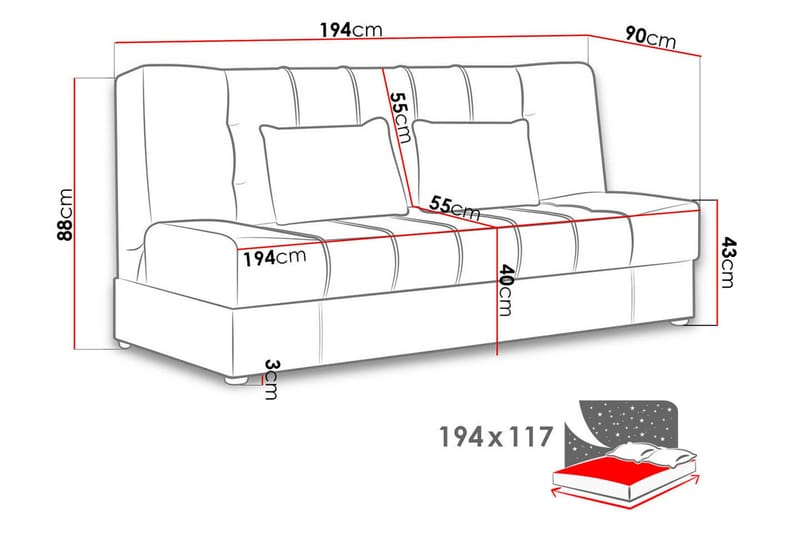 Sonia Bäddsoffa 194x90x88 cm LED-belysning - Brun - Möbler - Vardagsrum - Bäddsoffor