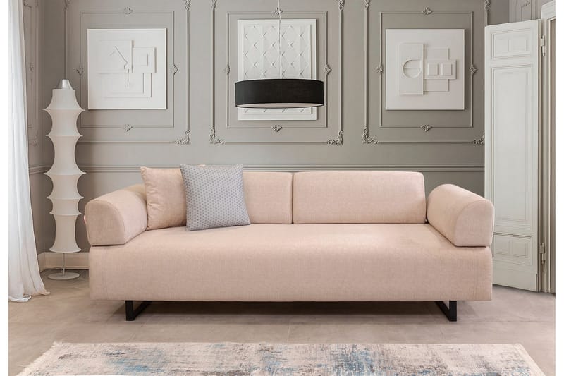 Southburn 3-sits Bäddsoffa 90x220 cm i Tyg med Lösa Ryggkuddar - Beige - Möbler - Vardagsrum - Bäddsoffor