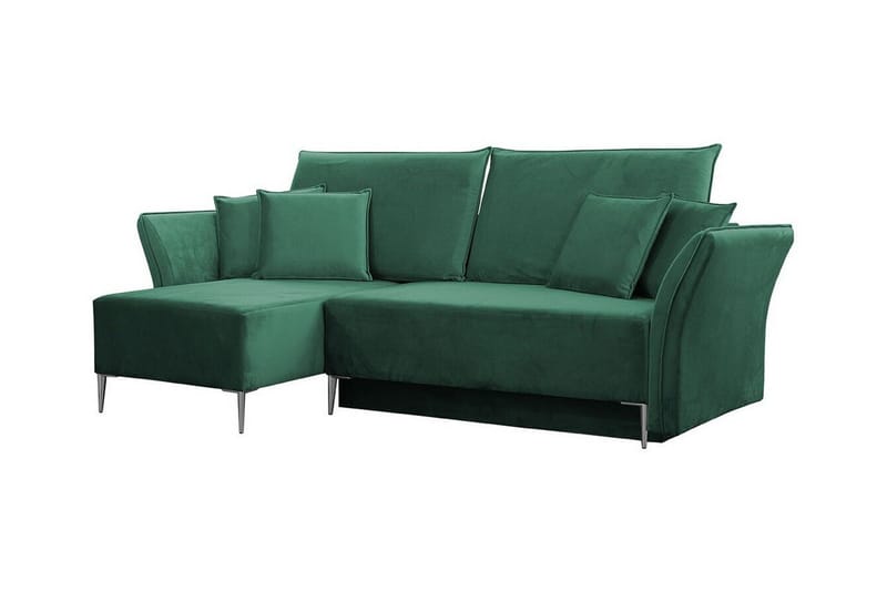 Staffin 3-sits Bäddsoffa 140x200 cm med Förvaring i Sammet, Grön
