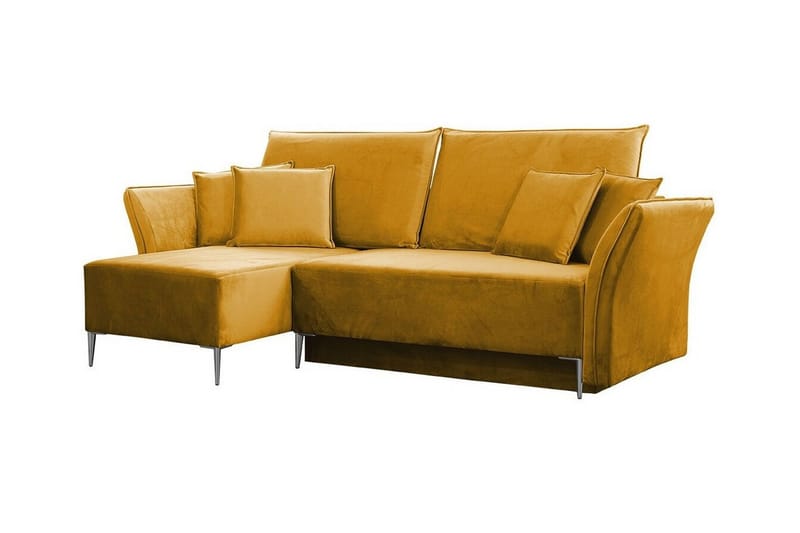 Staffin 3-sits Bäddsoffa 140x200 cm med Förvaring i Sammet, Gul