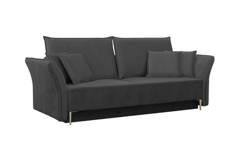 Staffin 3-sits Bäddsoffa Längsbäddad 138x192 cm med Förvaring i Sammet, Antracit