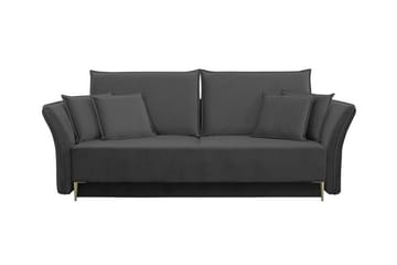 Staffin 3-sits Bäddsoffa Längsbäddad 138x192 cm med Förvaring i Sammet - Antracit - Möbler - Vardagsrum - Bäddsoffor