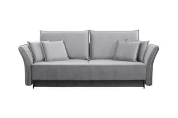 Staffin 3-sits Bäddsoffa Längsbäddad 138x192 cm med Förvaring i Sammet - Grå - Möbler - Vardagsrum - Bäddsoffor