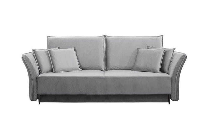 Staffin 3-sits Bäddsoffa Längsbäddad 138x192 cm med Förvaring i Sammet - Grå - Möbler - Vardagsrum - Bäddsoffor