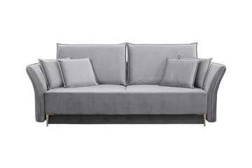 Staffin 3-sits Bäddsoffa Längsbäddad 138x192 cm med Förvaring i Sammet - Grå - Möbler - Vardagsrum - Bäddsoffor