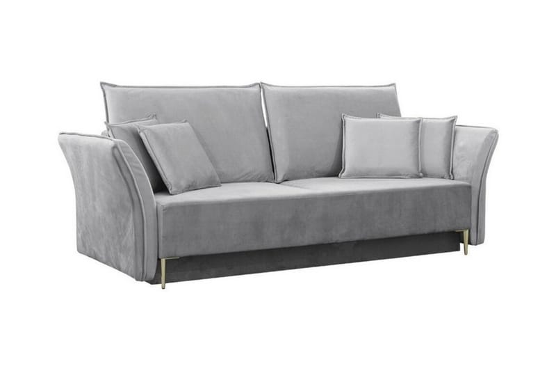 Staffin 3-sits Bäddsoffa Längsbäddad 138x192 cm med Förvaring i Sammet, Grå