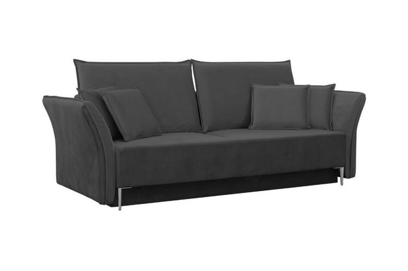 Staffin 3-sits Bäddsoffa Längsbäddad 138x192 cm med Förvaring i Sammet, Grå
