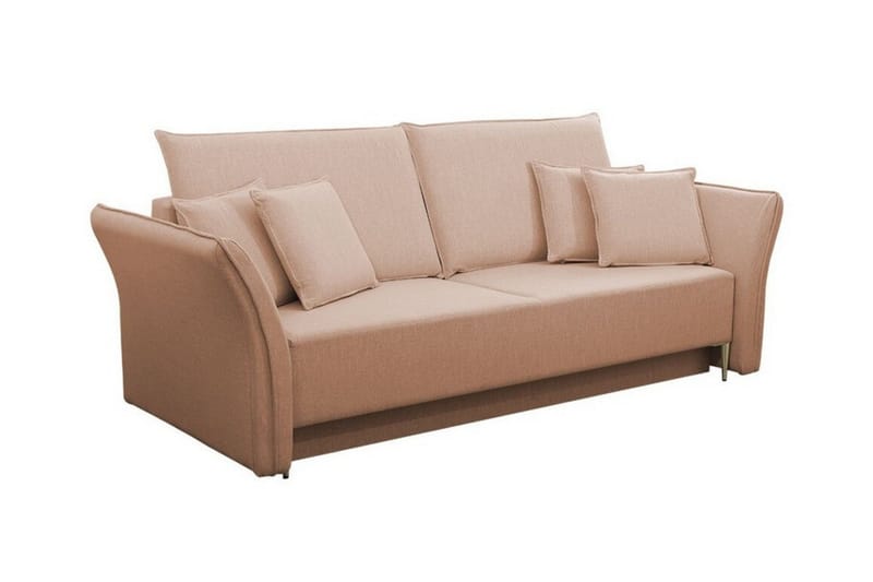 Staffin 3-sits Bäddsoffa Längsbäddad 138x192 cm med Förvaring i Tyg, Rosa