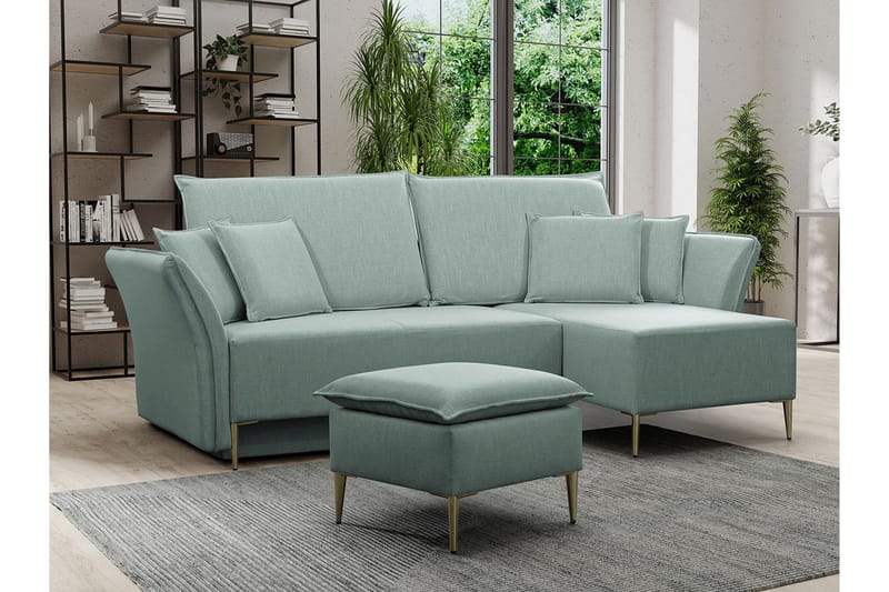 Staffin 3-sits Hörnbäddsoffa Ljusgrön - Möbler - Vardagsrum - Bäddsoffor - Hörnbäddsoffa