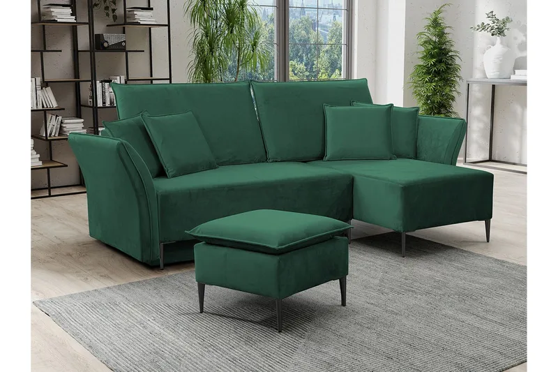 Staffin 3-sits Hörnbäddsoffa NO_BRAND Dark green - Möbler - Vardagsrum - Bäddsoffor - Hörnbäddsoffa