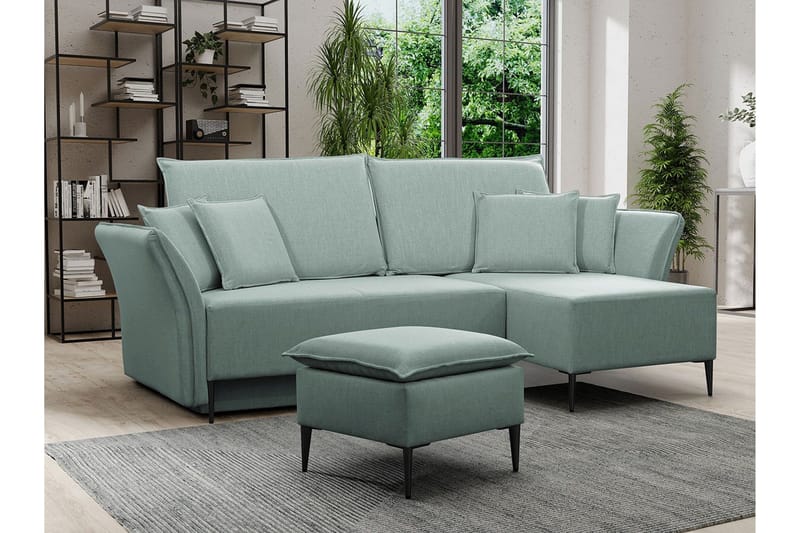Staffin 3-sits Hörnbäddsoffa NO_BRAND Light green/Green/Mint - Möbler - Vardagsrum - Bäddsoffor - Hörnbäddsoffa