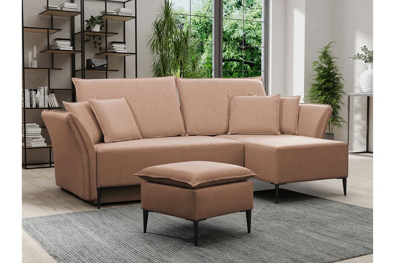 Staffin 3-sits Hörnbäddsoffa Rosa - Möbler - Vardagsrum - Bäddsoffor - Hörnbäddsoffa