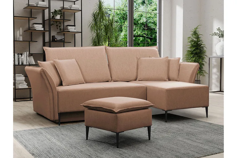 Staffin 3-sits Hörnbäddsoffa Pink - Möbler - Vardagsrum - Bäddsoffor - Hörnbäddsoffa