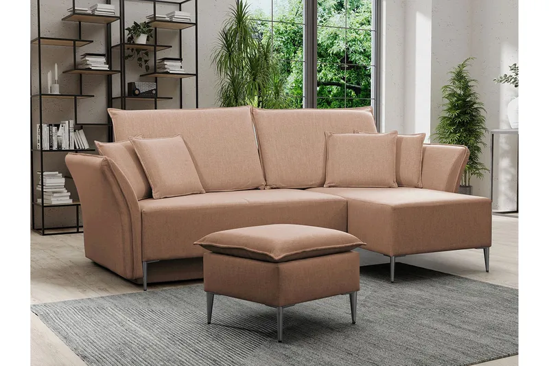 Staffin 3-sits Hörnbäddsoffa Pink - Möbler - Vardagsrum - Bäddsoffor - Hörnbäddsoffa