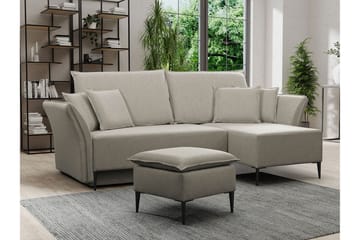 Staffin 3-sits L-formad Hörnbäddsoffa 140x200 cm med Förvaring i Tyg - Beige - Möbler - Vardagsrum - Bäddsoffor
