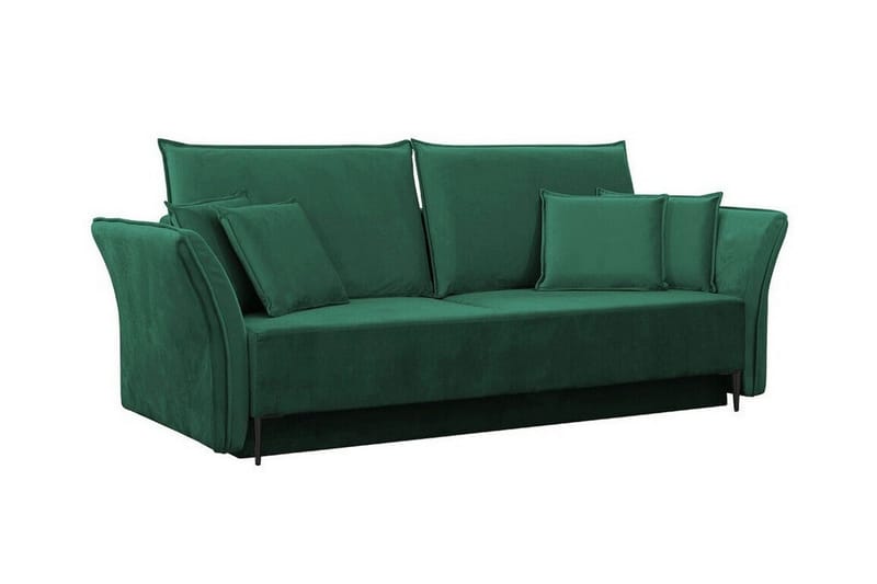 Staffin 3-sits Rektangulär Bäddsoffa 138x192 cm med Förvaring i Sammet, Grön