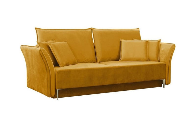 Staffin 3-sits Rektangulär Bäddsoffa 138x192 cm med Förvaring i Sammet, Gul