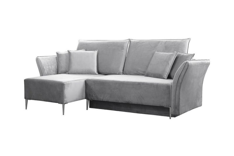 Staffin 3-sits Vänster Bäddsoffa 140x200 cm med Förvaring i Sammet, Grå