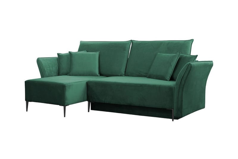 Staffin 3-sits Vänster Bäddsoffa 140x200 cm med Förvaring i Sammet, Grön