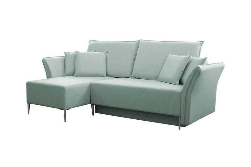 Staffin 3-sits Vänster Hörnbäddsoffa 140x200 cm med Förvaring i Chenille, Grön