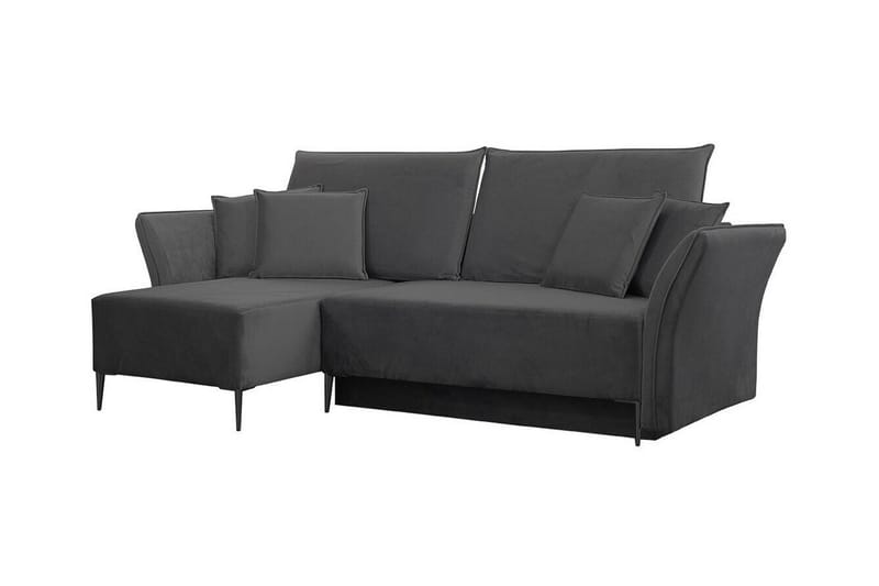 Staffin 3-sits Vänster Hörnbäddsoffa 140x200 cm med Förvaring i Sammet, Antracit