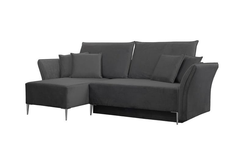 Staffin 3-sits Vänster Hörnbäddsoffa 140x200 cm med Förvaring i Sammet, Grå