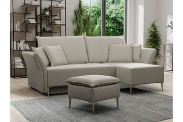 Staffin 3-sits Vänster Hörnbäddsoffa 140x200 cm med Förvaring i Tyg - Beige - Möbler - Vardagsrum - Bäddsoffor