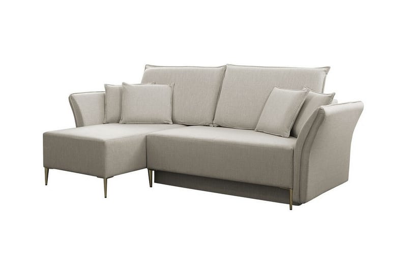 Staffin 3-sits Vänster Hörnbäddsoffa 140x200 cm med Förvaring i Tyg, Beige
