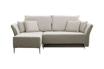 Staffin 3-sits Vänster Hörnbäddsoffa 140x200 cm med Förvaring i Tyg - Beige - Möbler - Vardagsrum - Bäddsoffor