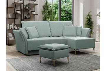 Staffin 3-sits Vänster Hörnbäddsoffa 140x200 cm med Förvaring i Tyg - Grön - Möbler - Vardagsrum - Bäddsoffor